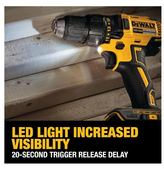 DEWALT 20V MAX Cordless Drill Driver, 1/2 Inch, 2 Speed, XR 2.0 Ah Battery and Charger Included