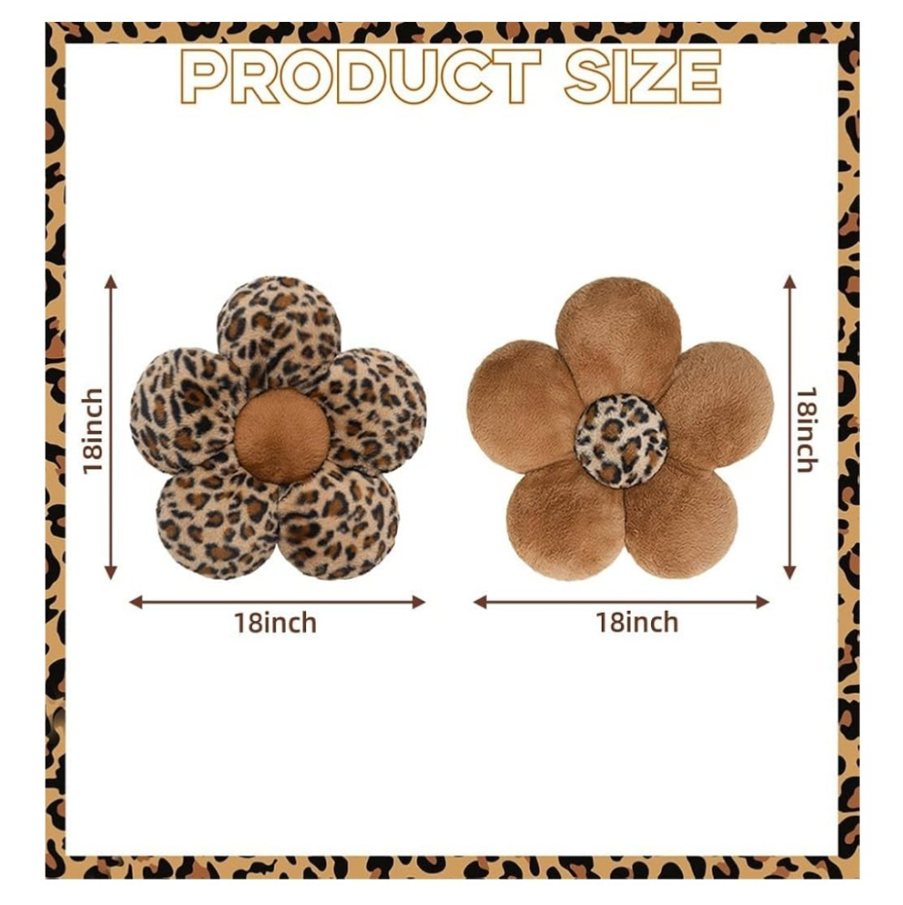 2 Pcs Cute Leopard Plush Pillow Furry Flower Stuffed Pillows Pillow Home Decorative Pillow for Bed Couch Living Room Decor