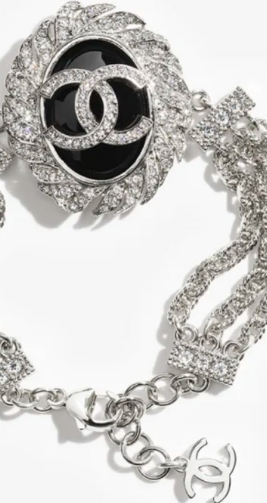 Chanel CC Bracelet Metal, Resin & Strass
Silver, Black & Crystal