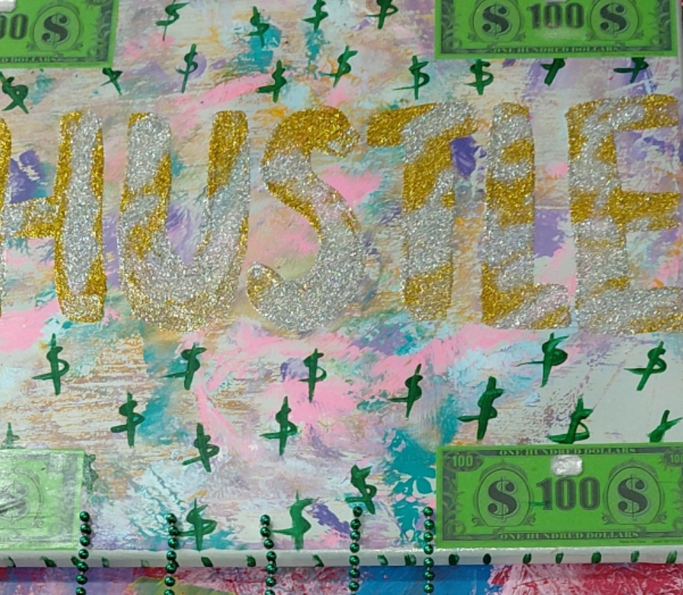 COCOMONEY ART Hustle 1 OF 1 CUSTOM PIECE BY COCOMONEY painting on canvas