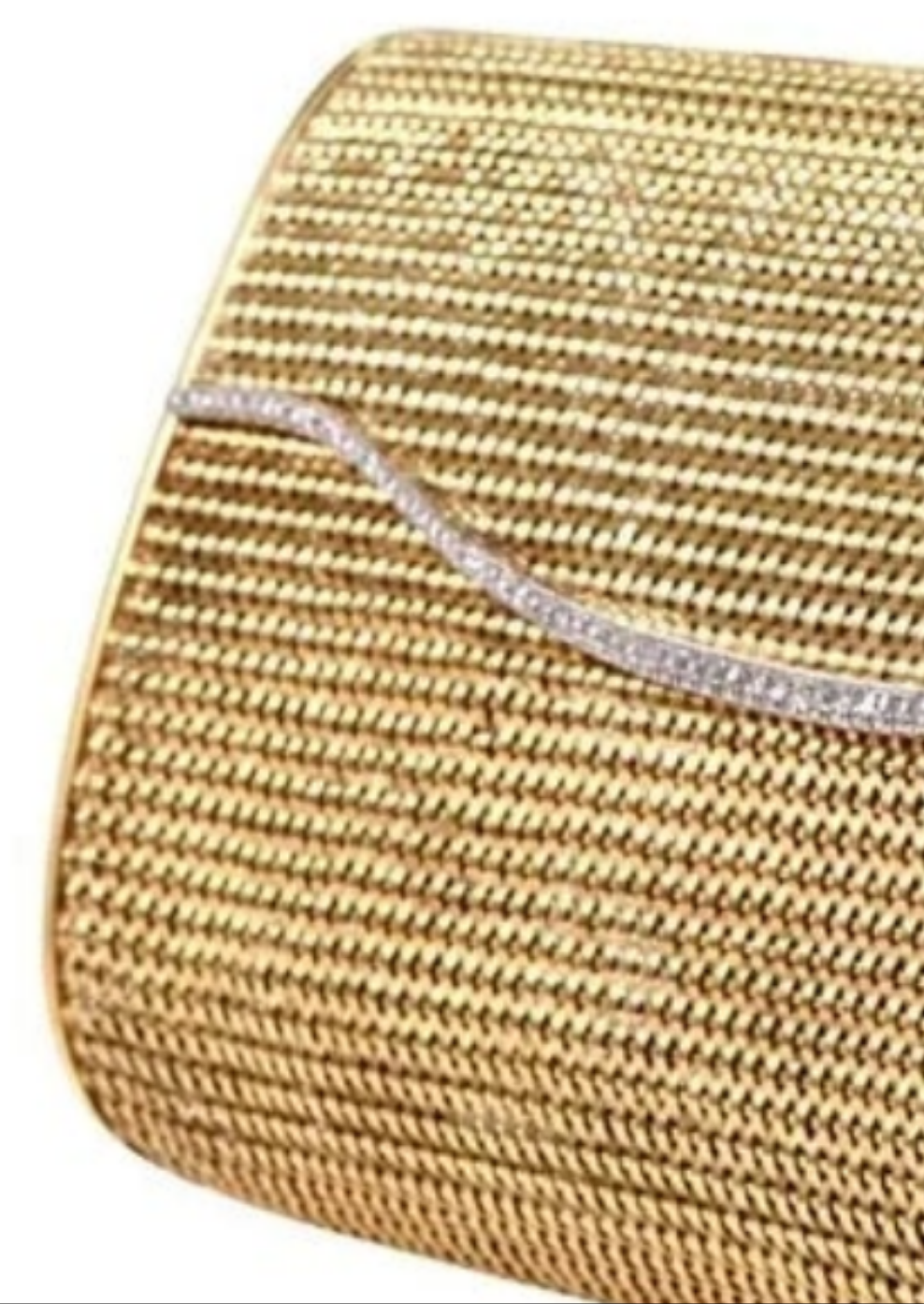 1960s Classic 18 Karat Mesh Gold and Diamond Clutch Handbag