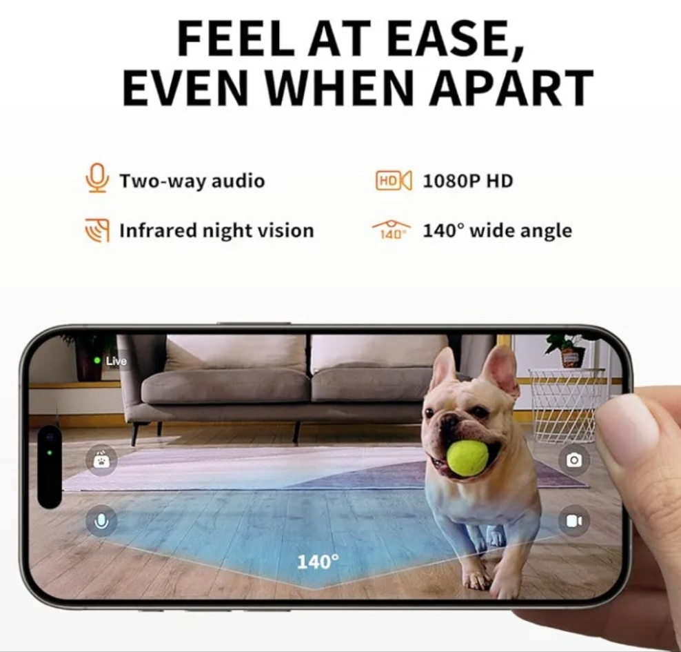 Automatic Cat Dog Feeder with Camera, 1080P HD Video with Night Vision, 2.4G WiFi Pet Feeder for Cat & Small Dog, 2-Way Audio & Meal Call Pet Food Dispenser with Desiccant Bag, Motion Capturing