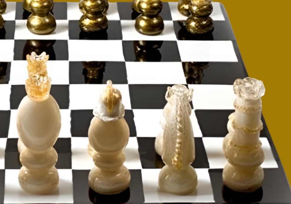 Luxurious Glass Chess Board With Gold Leaf