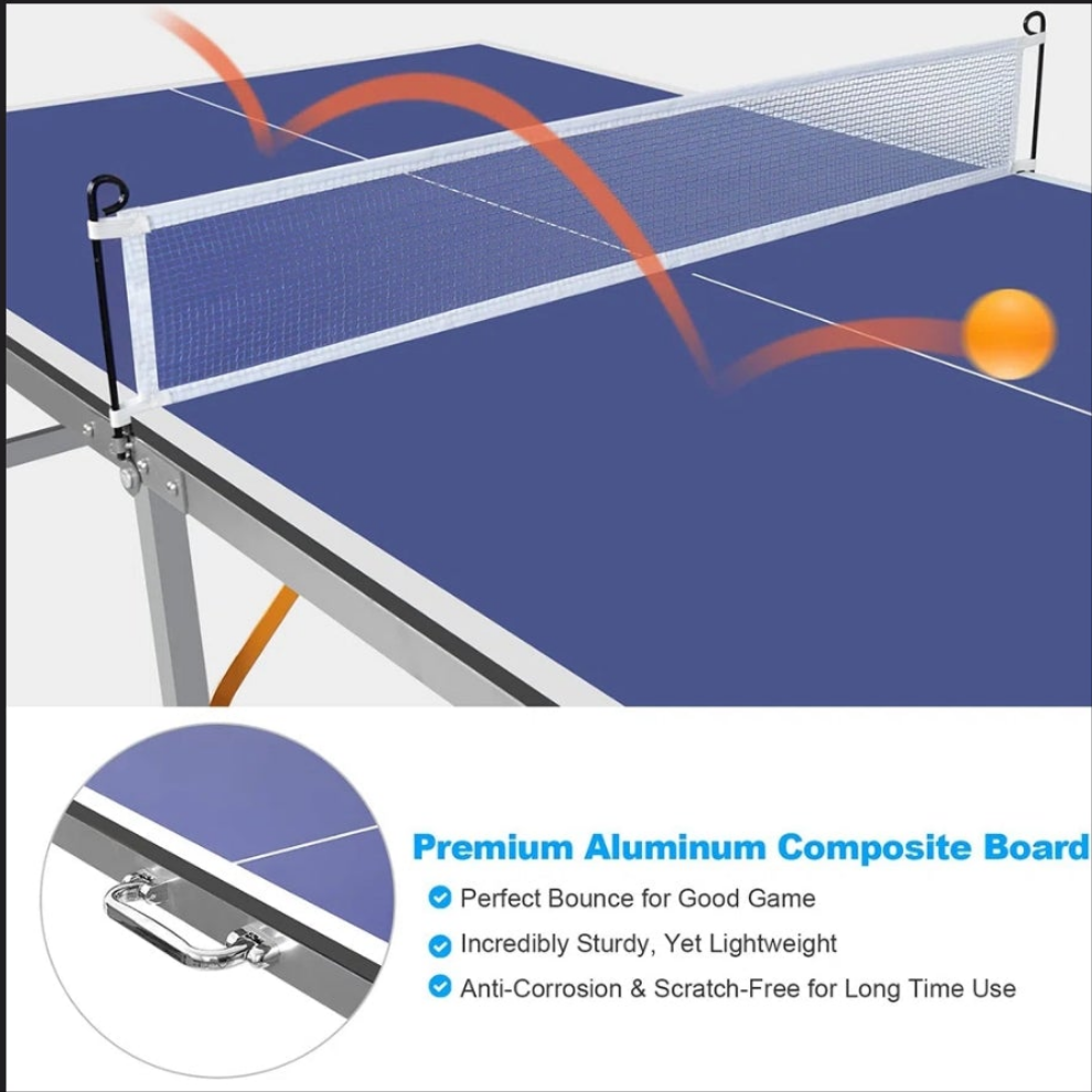 Tennis Table Foldable & Portable Ping Pong Table Set, 2 Table Tennis Paddles & 3 Balls