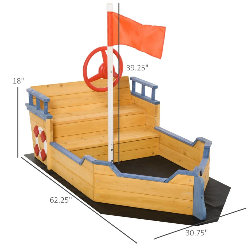 62.25'' x 18'' Solid Wood Novelty Sandbox