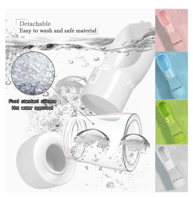 Pet Water Bottle for Walking, Multifunctional and Portable Dog Travel Water Dispenser with Food Container,Detachable Design Combo Cup for Drinking and Eating,Suitable for Cats and Puppy