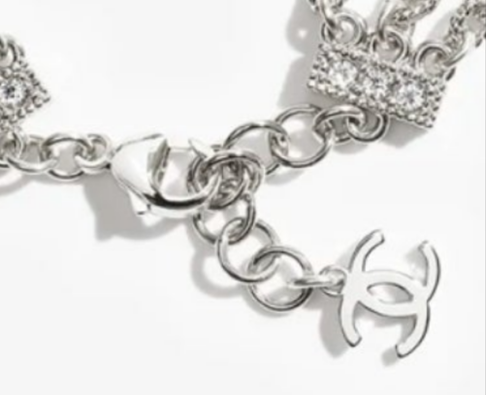 Chanel CC Bracelet Metal, Resin & Strass
Silver, Black & Crystal