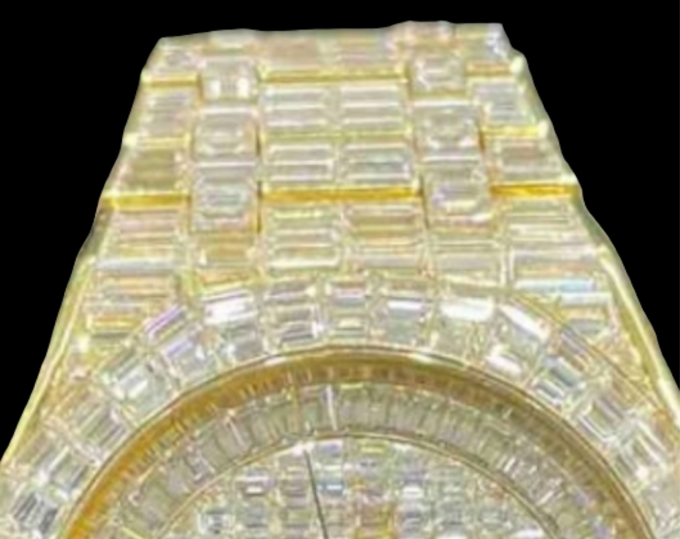 CHANDELIER ICED OUT "AP" 18K SOLID GOLD WATCH | VVS1 80 CTS T.W.