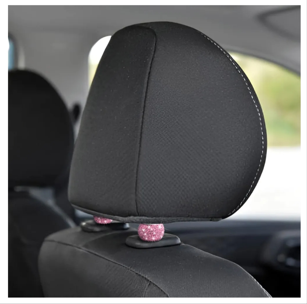 4 Pack Car Headrest Collars, Bling Car Head Rest Collars Rings Decor, Rhinestone Car Head Rest Collars, Diamond Interior Car Seat Accessory