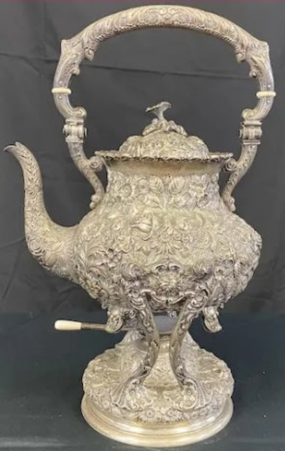 Sterling Silver Repousse Tea Service 7 Piece Set w/Tray A.G. Schultz
