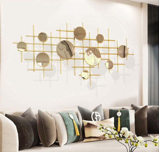 Three-Dimensional Wrought Iron Artwork Metal Wall Hanging Geometric Abstract Wall Decor for Home 12060cm Art Home Decor