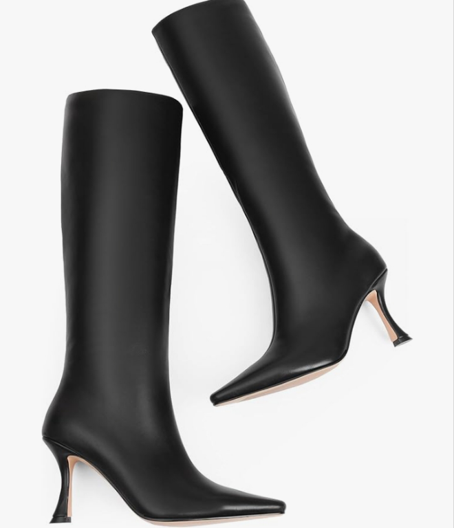 Knee High Boots for Women Pointed Toe 3.5 IN Stiletto Heel Women Boots Zipper Knee High Boots Dress Fashion Trendy Sexy High Heel Boots