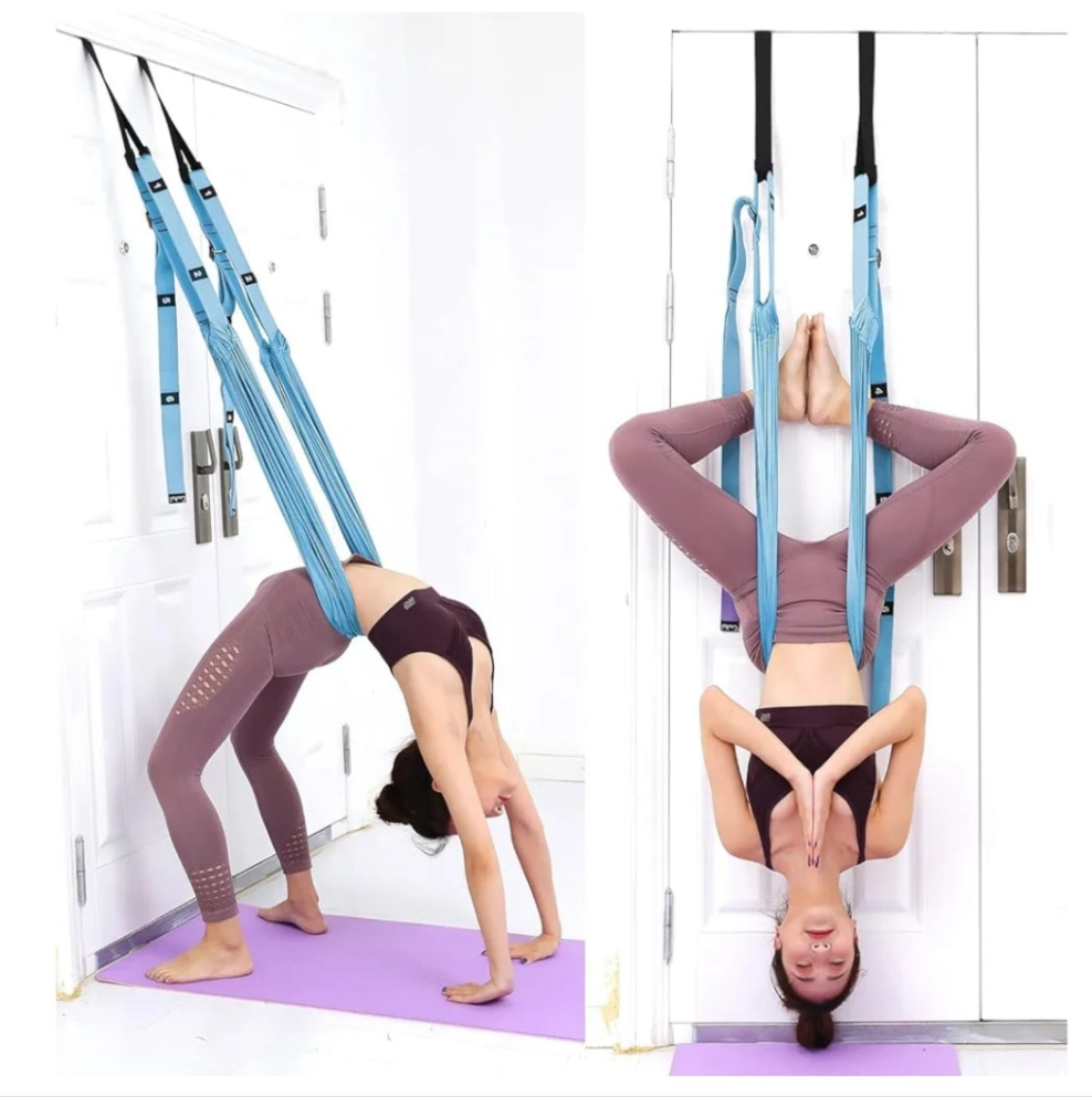 Yoga Set 4 in 1 Pilates Set. Anti-Burst and Slip Resistant Yoga Ball. Leg Stretcher Strap for Pilates. Free Weight Hula Hoop for Workout. Figure 8 Fitness Resistance Band