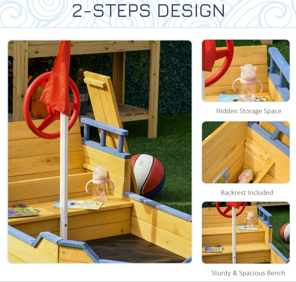 62.25'' x 18'' Solid Wood Novelty Sandbox
