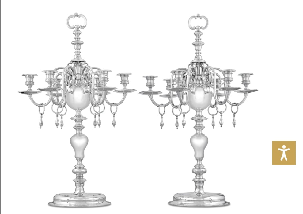 2pcs- Pair of Silver Candelabra by Thomas Bradbury elegant and fun a stunning masterpiece of candle holders from the 1930s
