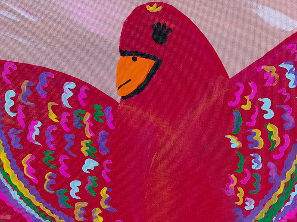 COCOMONEY ART Red Bird 1 OF 1 CUSTOM PIECE BY COCOMONEY painting on canvas