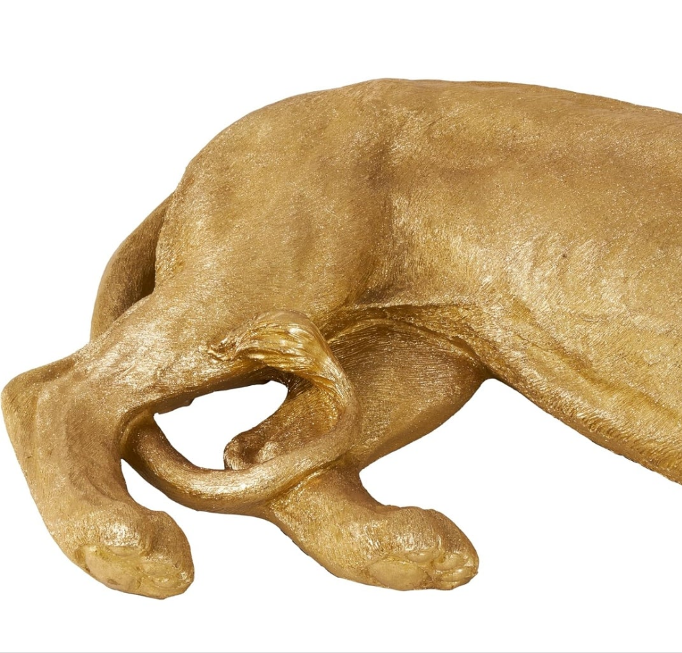 Luxurious Resin Tiger Decorative Sculpture Laying Home Decor Statue, Accent Figurine 44" x 22" x 16", Gold