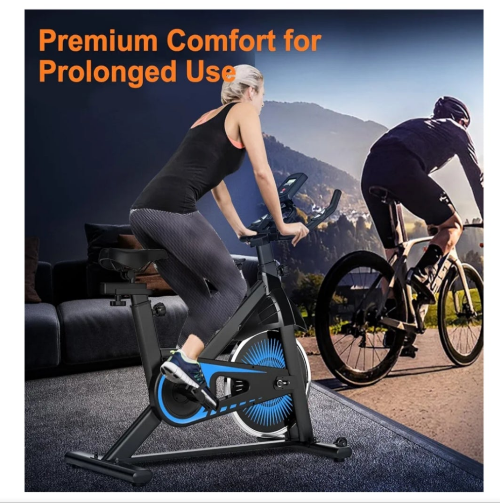 Exercise Bike Indoor Cycling Bike for Home Cardio Gym Workouts Stationary Bikes for Home with 300 lbs Weight Capacity, Blue