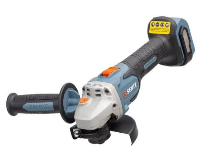 SENIX PAX2125-M2-0 X2 20 Volt Max* 5-Inch Brushless Angle Grinder Tool, 8500 RPM Max, 3-Position Auxiliary Handle, Spring-Loaded Safety Slide Switch, Tool Only, Battery Not Included