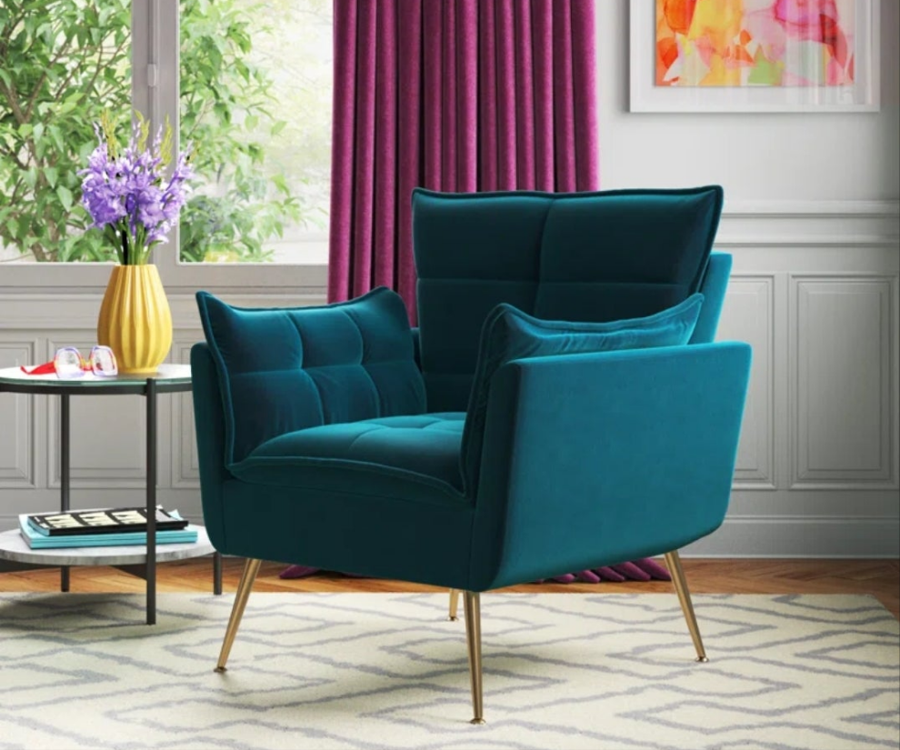 Tufted Back Upholstered Armchair Velvet
