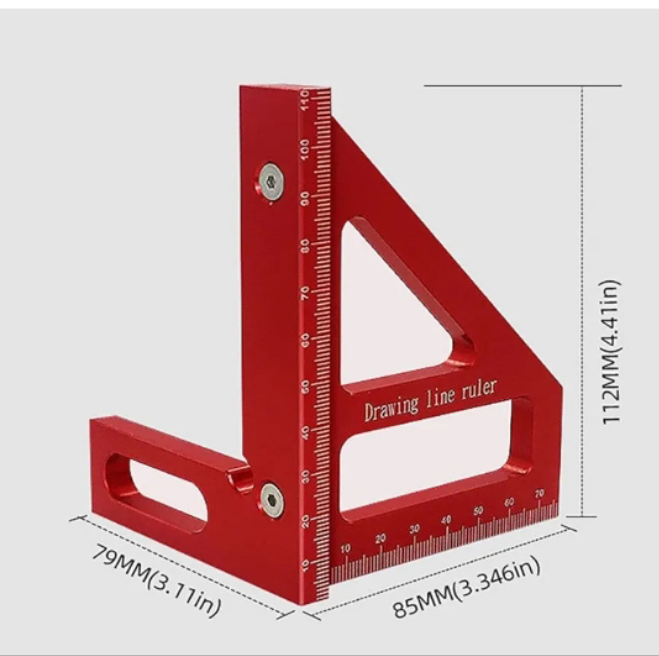 3D Multi-Angle Measuring Ruler,45/90 Degree Aluminum Alloy Woodworking Square Protractor,Drawing Line Ruler, Miter Triangle Ruler High Precision Layout Measuring Tool for Engineer Carpenter,R