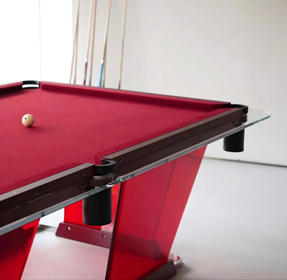 Eight-foot Red Indoor Home Billiard Table with a special free cue ball from Cocomoney