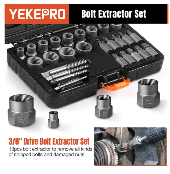 40 Pcs Bolt & Screw Extractor Set with Left Hand Cobalt Drill Bit Set, Easy Out Broken Stripped Screw Removal Tool for Damaged, Frozen, Studs, Rusted, Rounded-Off Bolts, Nuts & Screws,