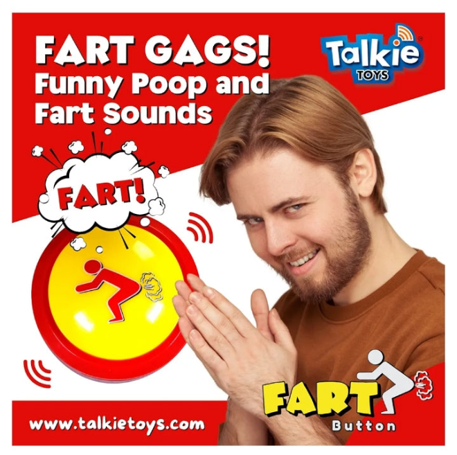 Fart Button - Lights Up and Plays 20 Funny Fart Sounds - Hilarious Talking Toy for Fart Games, Fart Pranks, Office Humor, Stress Relief and More
