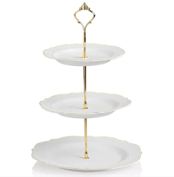 3 Tier Ceramic Cake Stand,Dessert Stand,Cupcake Stand,Tea Party Pastry Serving Platter,Food Display Stand for Tea/Coffee/Birthday/Wedding/Women/Afternoon/Gift