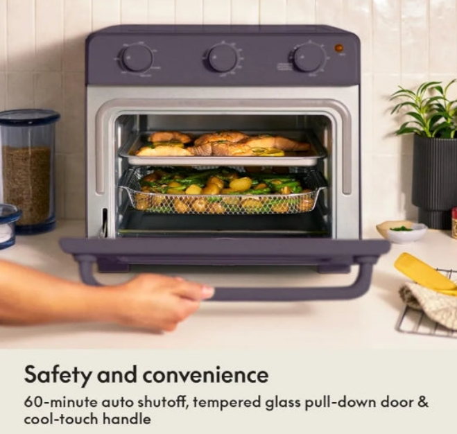 Air Fry Toaster Oven, 7 Preset Cooking Options, Dishwasher-Safe EverGood Coated Trays Included, 60-Minute Auto Shutoff w Audible Timer, Power Indicator Light, 1700 Watt,