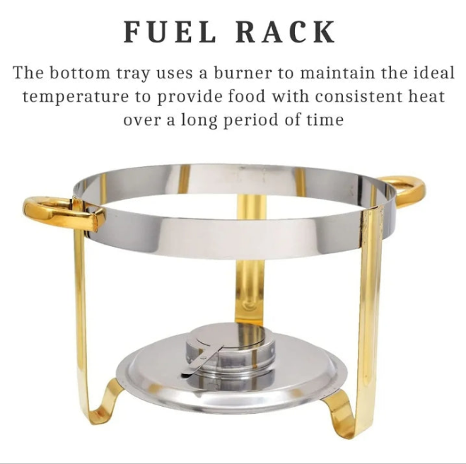 Gold Plated Chafing Dish Set, Stainless Steel Durable Buffet Server Food Warmer Tray,Food Pan and Fuel Holder, for Party Restaurant Wedding