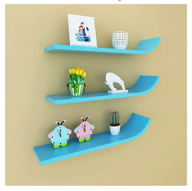 Floating Shelf Wall Mounted Shelf Wall Racks Solid Wood partitions, Curved Wall Storage Racks, Wall Mounted Set of 3 Wall Shelf Modern Decor Wall Storage Shelf