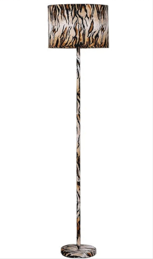 59' Faux suede tiger print floor lamp