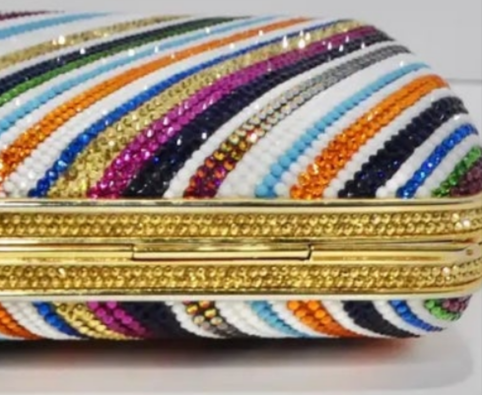 Judith Leber Multicolor Swarovski Crystal Embellished Clutch