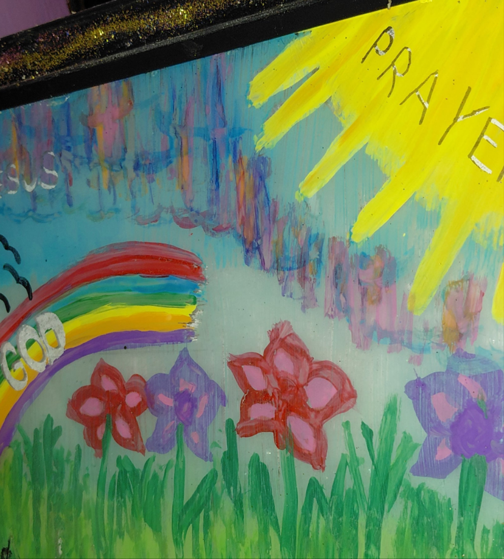 COCOMONEY ART Prayer 1 OF 1 CUSTOM PIECE BY COCOMONEY painting on glass