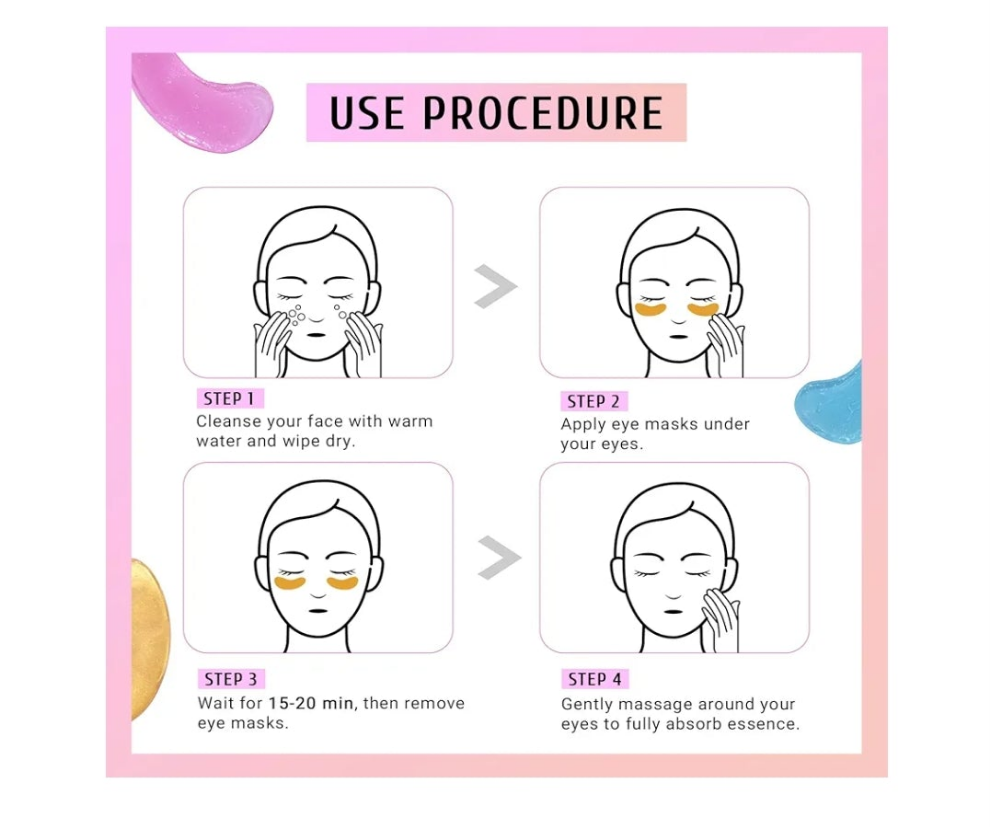 Under Eye Patches Gold and Hyaluronic Acid for puffy eyes,Rose Eye Masks for Dark Circles and Puffiness skin care Smooth Wrinkles products 30 Pairs