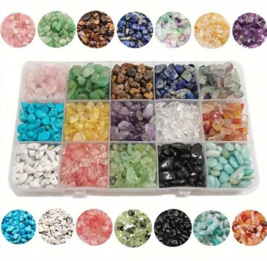 450pcs Asymmetrical Stone Beaded Jewelry Accessories, 15 Colors, For DIY Handmade Jewelry And Bracelets