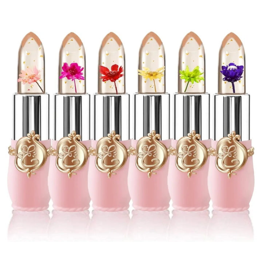 6 Pcs/Set Flower Jelly Lipstick Set Temperature Change Moisturizer Long Lasting Nutritious Balm Magic Color Change Lip Gloss