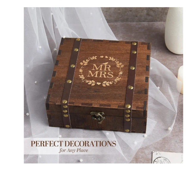 Wedding Keepsake Box with Lids Wood Memory Box Storage Box Bridal Shower Gifts Wedding Engagement Couples Gifts Mr Mrs Christmas Gifts