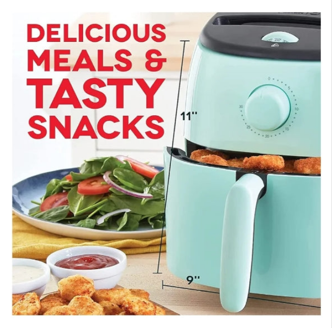 Electric Air Fryer Oven, 2.6 Qt., Red – Compact Air Fryer for Healthier Food in Minutes, Ideal for Small Spaces - Auto Shut Off, Analog, 1000-Watt