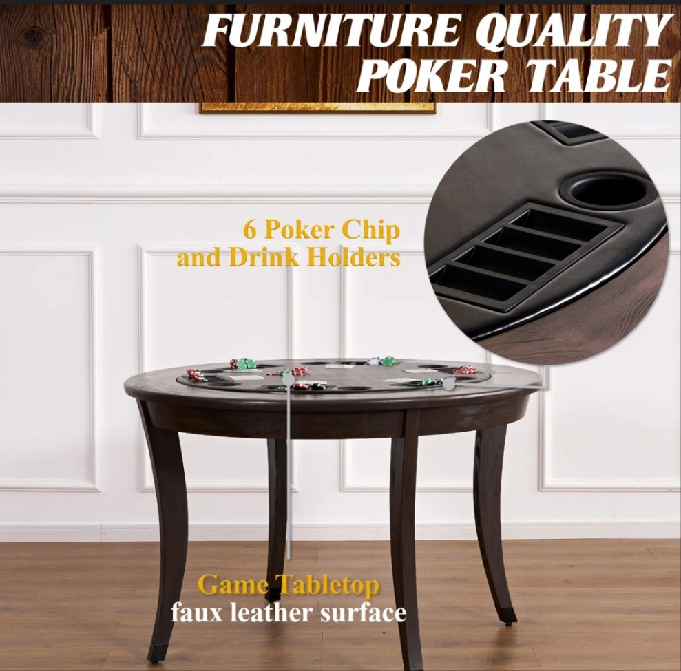 Onyx Poker Table 2-in-1 Flip-Top Dining Table for 6 Players