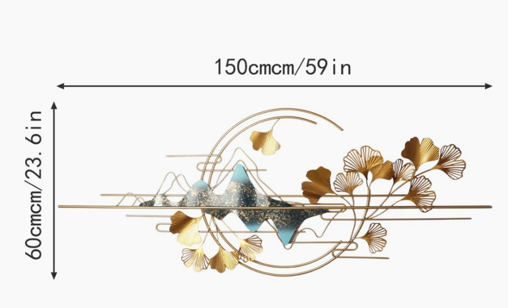Metal Abstract Ginkgo Leaf Wall Decor Horizontal Abstract Art 2 sizes to choose from