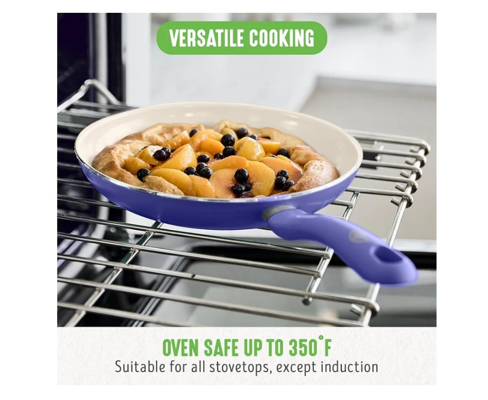 16 Piece Cookware Set, Non-Toxic PFAS-Free Ceramic Nonstick, Frying, Sauce, Saute, Utensils, Glass Lids, Stay-Cool Handles, Wobble Free, Dishwasher & Oven Safe,
