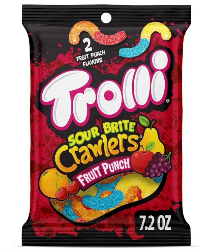 Trolli Sour Brite Crawlers, Candy, Sweet and Sour, Gummy Worms, 7.2 oz