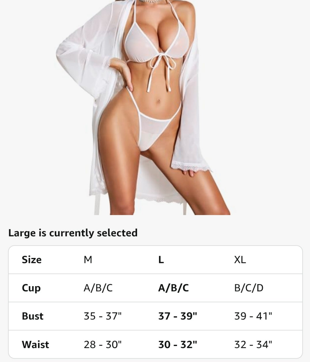 Sexy Lingerie Set - 3 Piece Bra and Panty Sets with Lace Robe Sheer Sleepwear & Mesh Nightgown Cocomoney