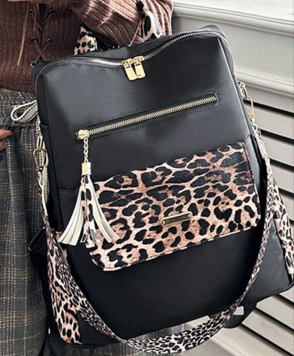COCOMONEY Book Bag Leopard girl