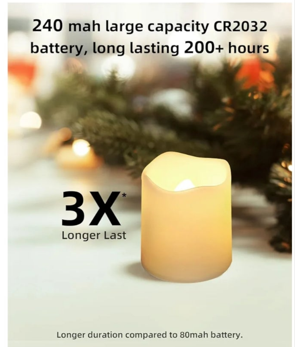 Flameless Votive Candles,Flameless Flickering Electric Fake Candle, 200+Hour Battery Operated LED Tea Lights in Warm White for Wedding, Table, Halloween,Christmas Decorations 1.5"X1.7"