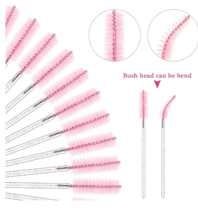 24 Pieces Plastic Eyelash Extension Tweezers False Eyelash Applicator Tool Eyelash Auxiliary Clip and 100 Pieces Eyelash Brush Mascara Wands Applicator for Eyelash Application (Pink)