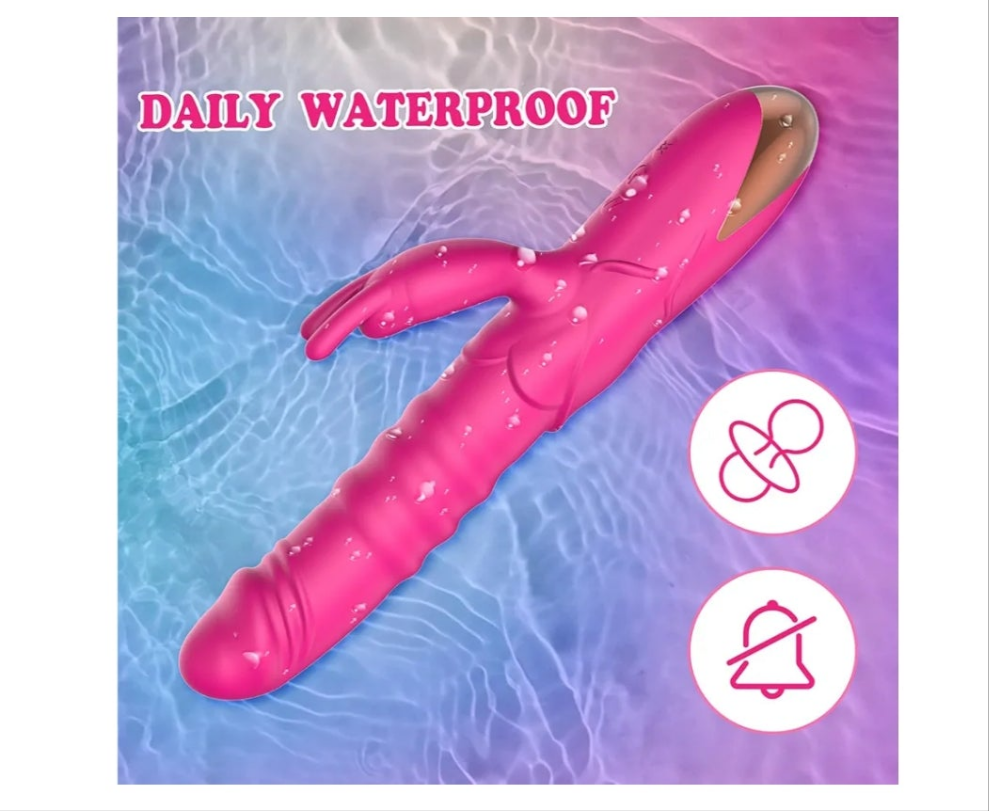 Thrusting Vibrator, G Spot Clitoral Vibrator Waterproof & Rechargeable Realistic Silicone Dildo Vibrator with 3 Thrusting & 10 Vibrating Modes, Rose Sex Toys for Women