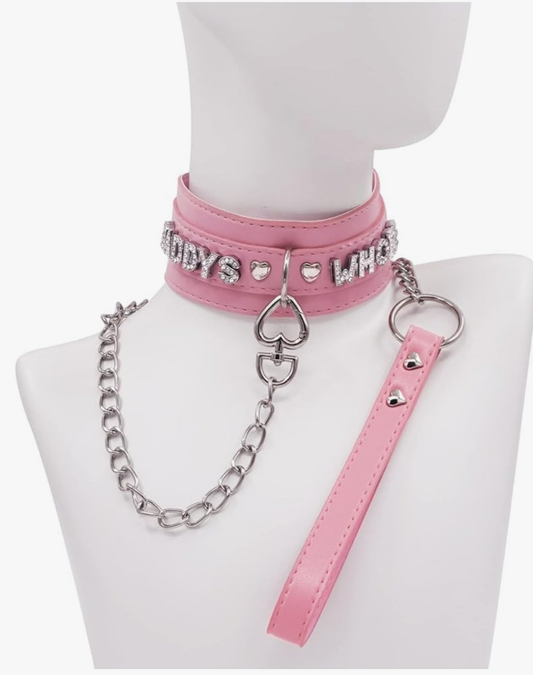 Pink Choker Necklace for Women, Punk Gothic Rock Neck Collar Jewelries With Letter